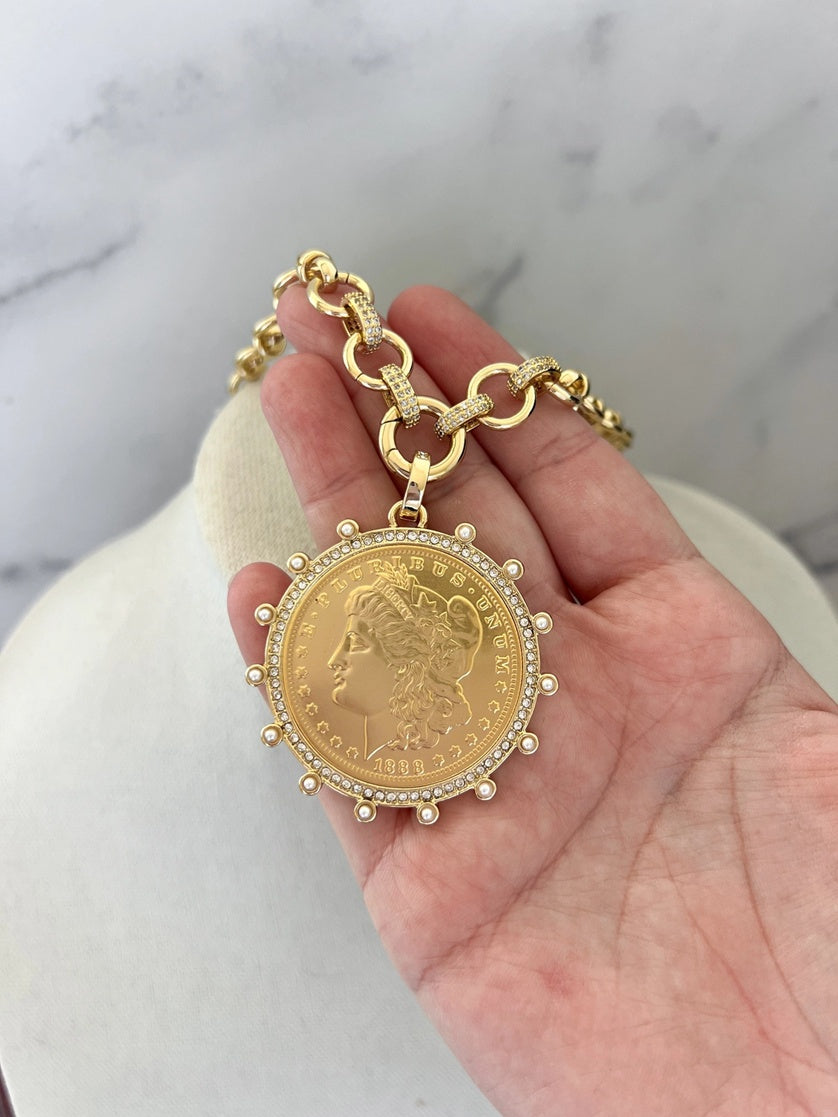 Gold Coin Pendant Necklace