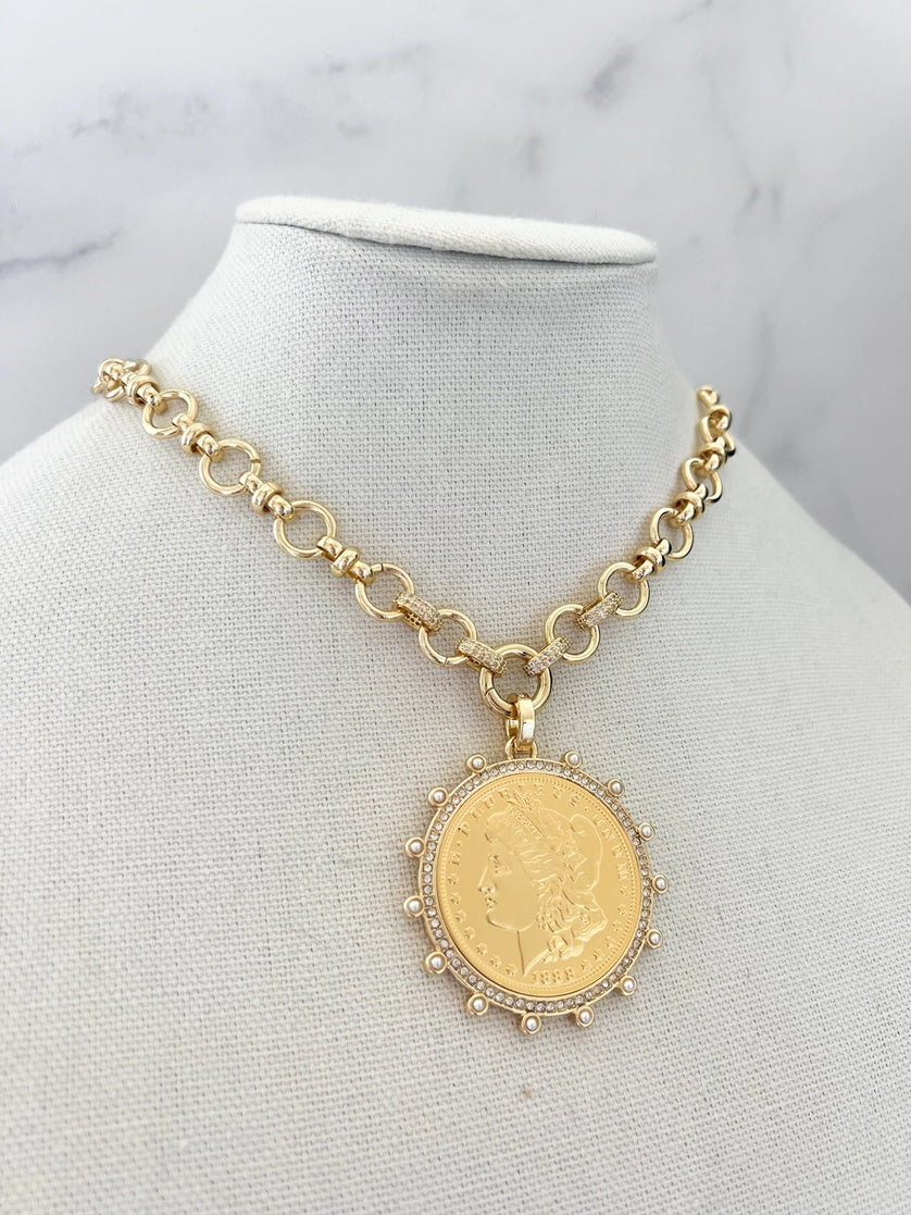 Gold Coin Pendant Necklace