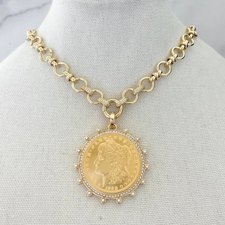 Gold Coin Pendant Necklace