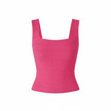 Lace Textured Square Top- Bright Pink
