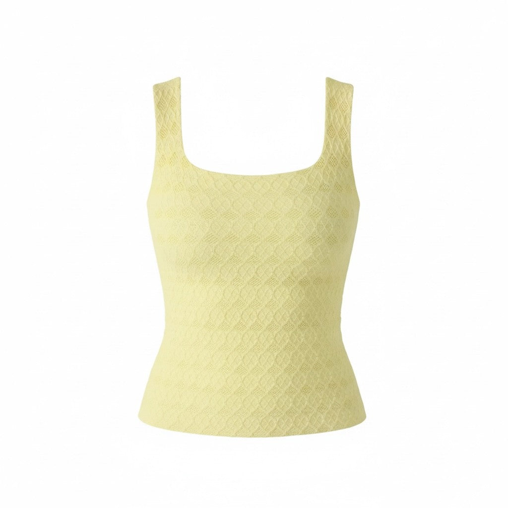 Lace Textured Square Top- Pale Yellow