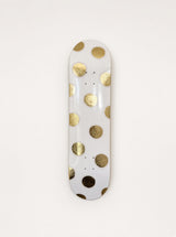 Golden Dots- Blush Pink & Gold Leaf Polka Dot Skateboard Wall Art – #DS-23
