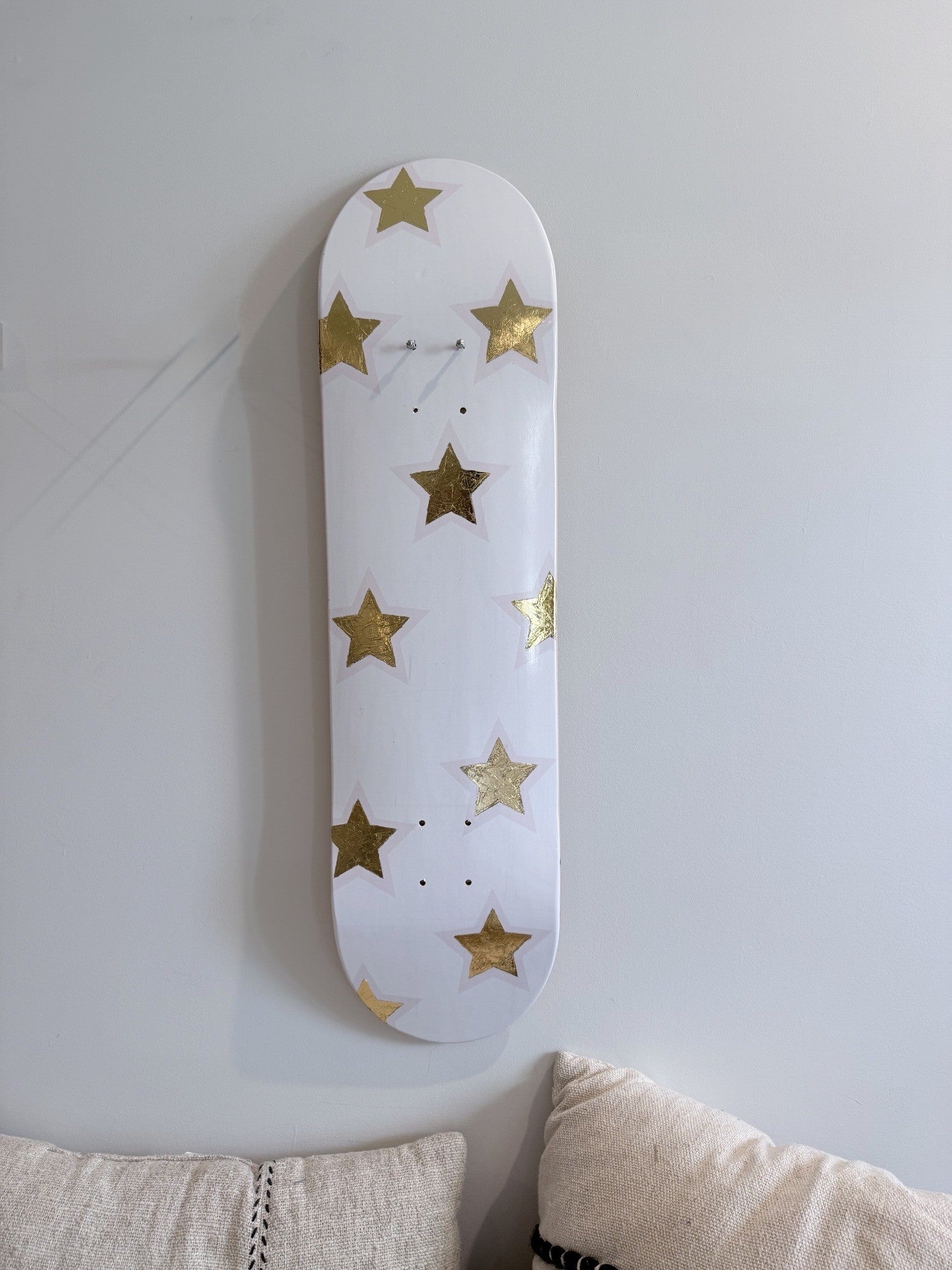 Golden Mini Stars- Blush & Gold Leaf Star Skateboard Wall Art – #DS-24