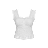 Sleeveless Square Neck Ruffle Top