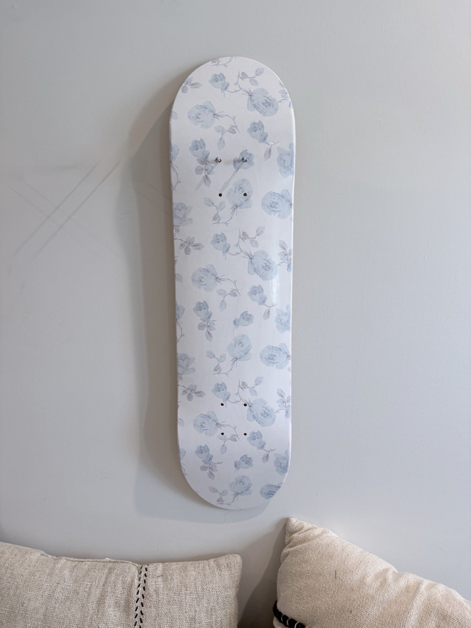 Blue Blossom- Soft Blue Rose Skateboard Wall Art #17