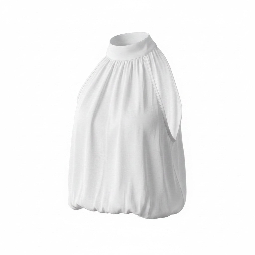 White Halter Neck Blouse | Elegant Sleeveless Summer Tank Top