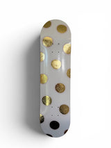 Golden Dots- Blush Pink & Gold Leaf Polka Dot Skateboard Wall Art – #DS-23