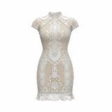 Open Back White Lace Mini Dress