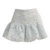 Baby Blue Floral Embroidered Lace Bubble Hem Mini Skirt