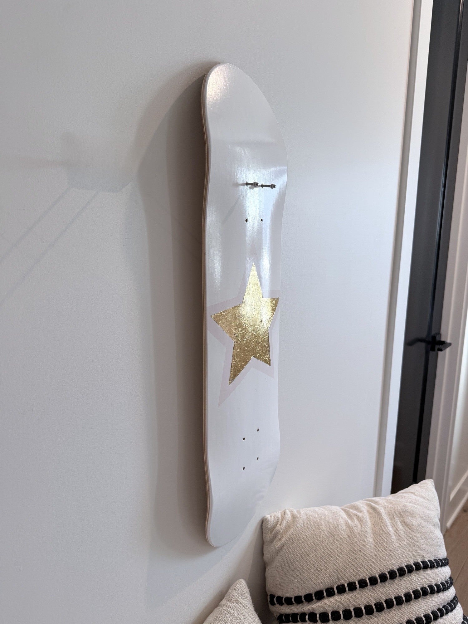 Golden Star- Pink & Gold Leaf Star Skateboard Wall Art – DS- #22