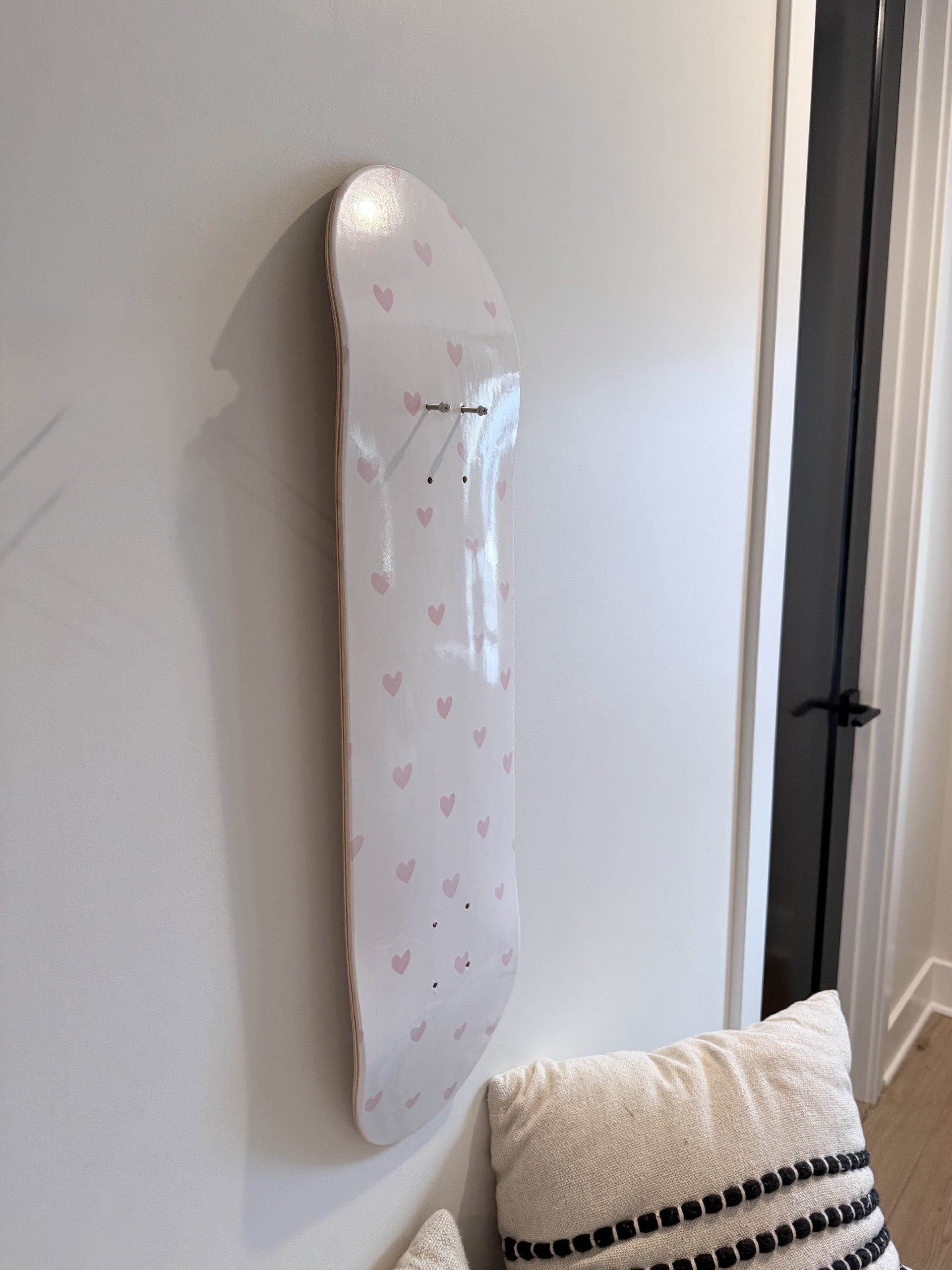 Hearts All Over- Pink Heart Skateboard Wall Art #13