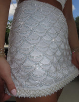 Scallop Sequins Beaded Mini Skirt