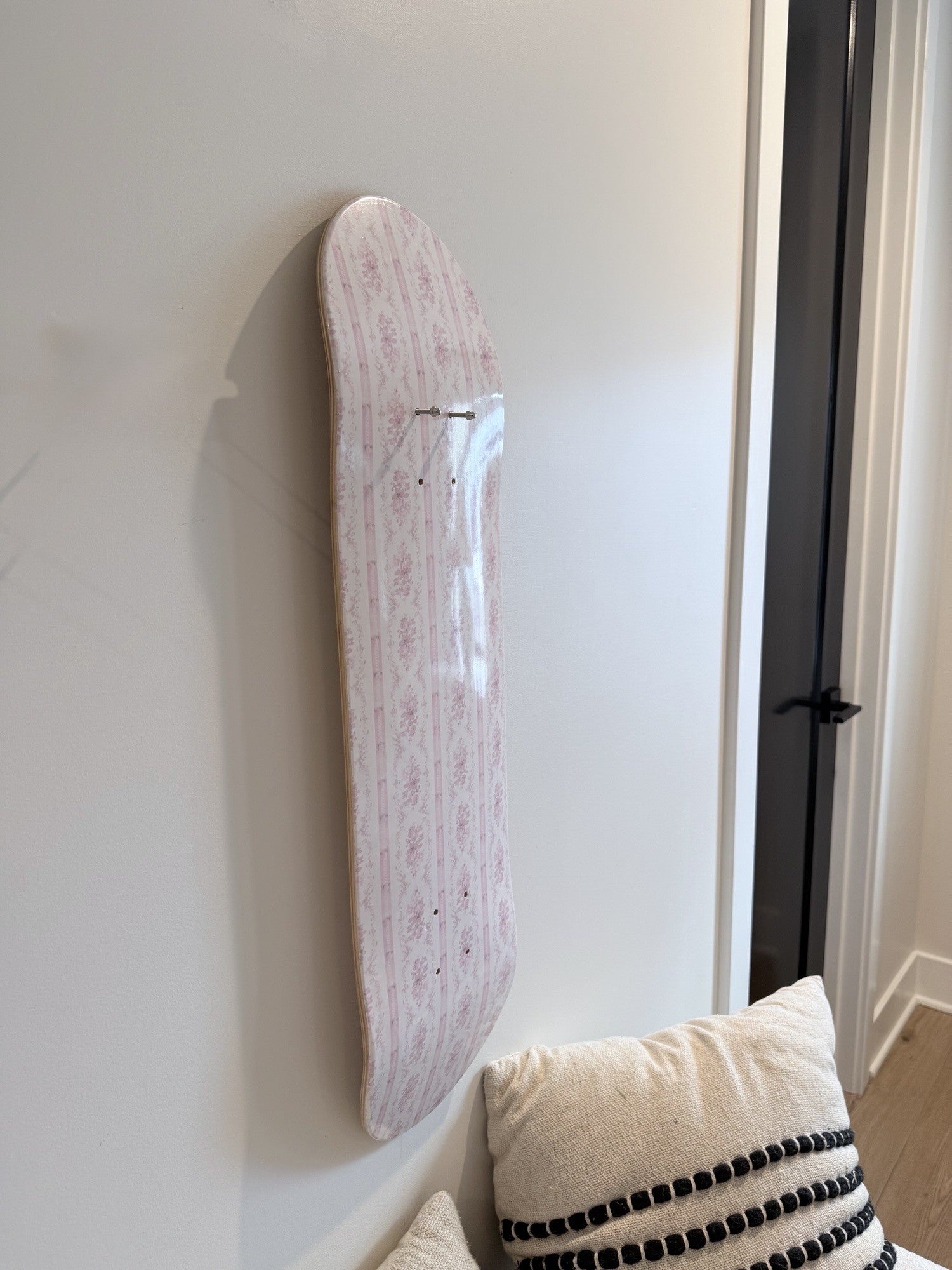 Pink Floral Damask Skateboard Wall Art #9