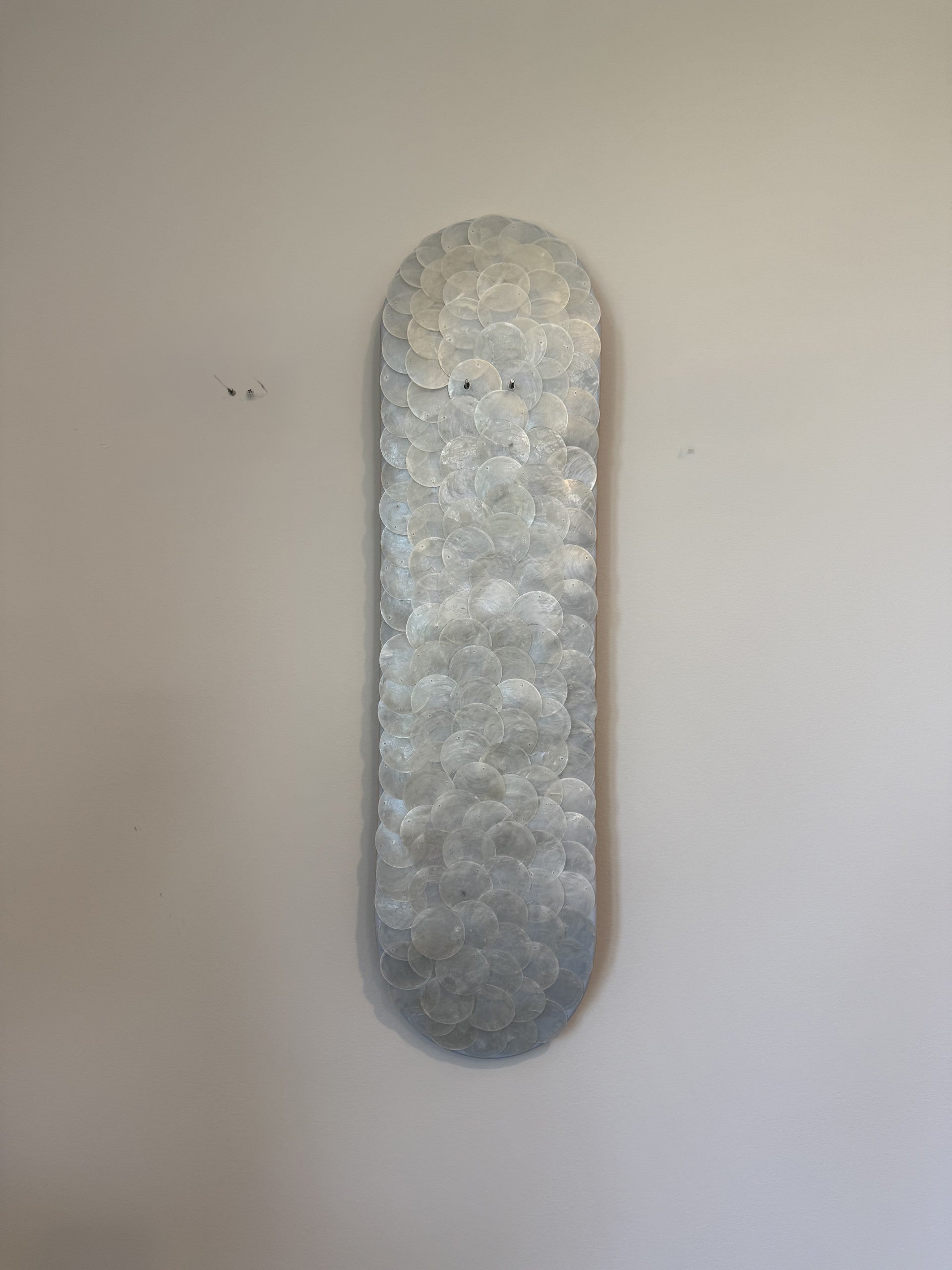 Blue Shell- Soft Blue Capiz Shell Skateboard Wall Art – #DS-27