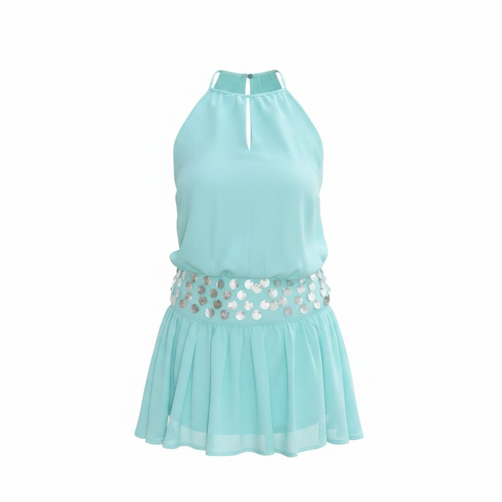 Mint Dream Sequin Halter Mini Dress