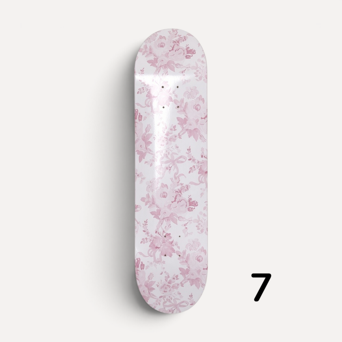Pink Ribbon Toile- Vintage Floral Skateboard Wall Art #7