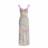 Floral Print Maxi Dress with Lace Bodice & Double Side Slits
