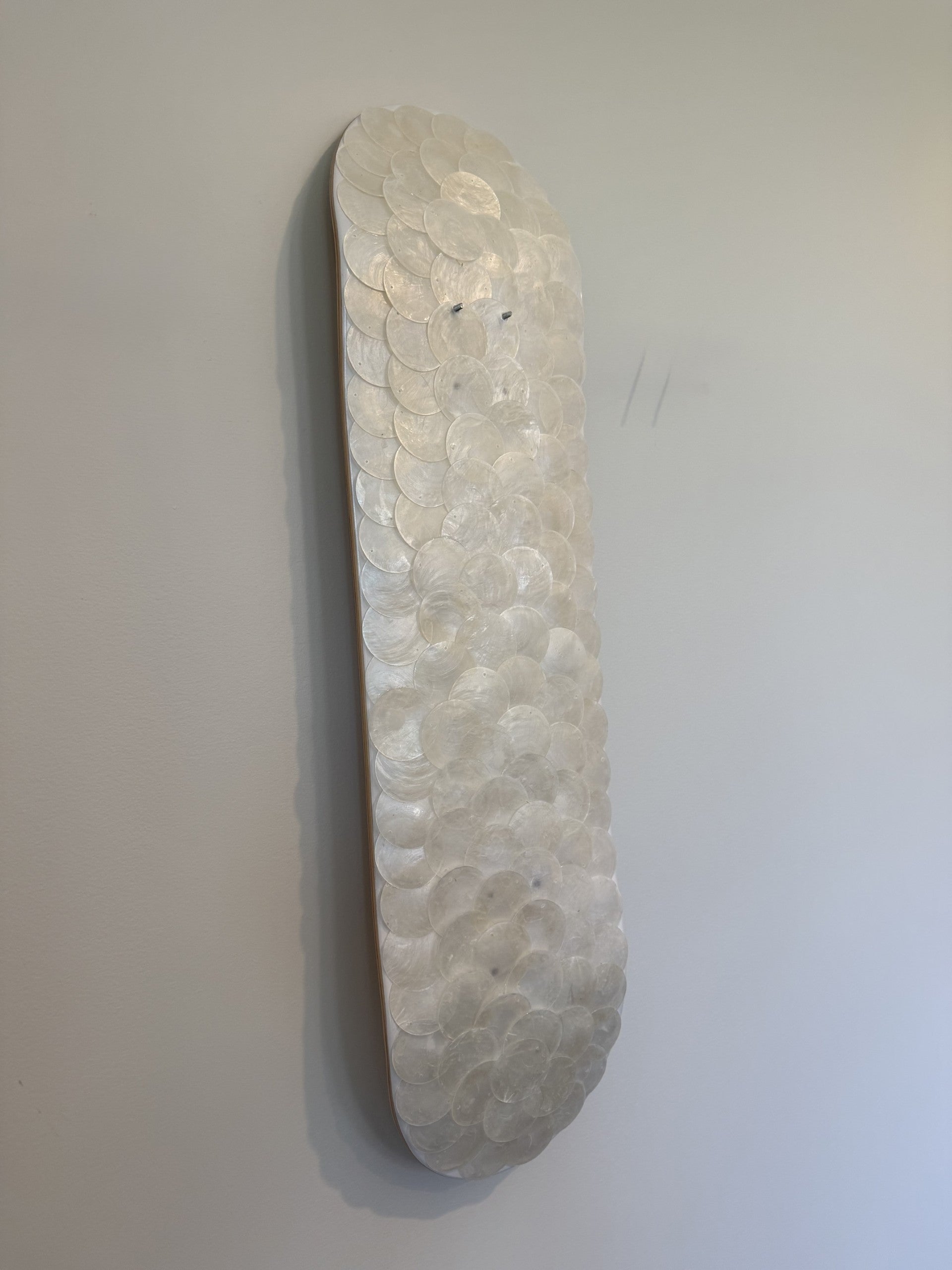 Shell Whisper- Natural Capiz Shell Skateboard Wall Art – #DS-25