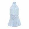 Dreamy Light Blue Floral Halter Mini Dress