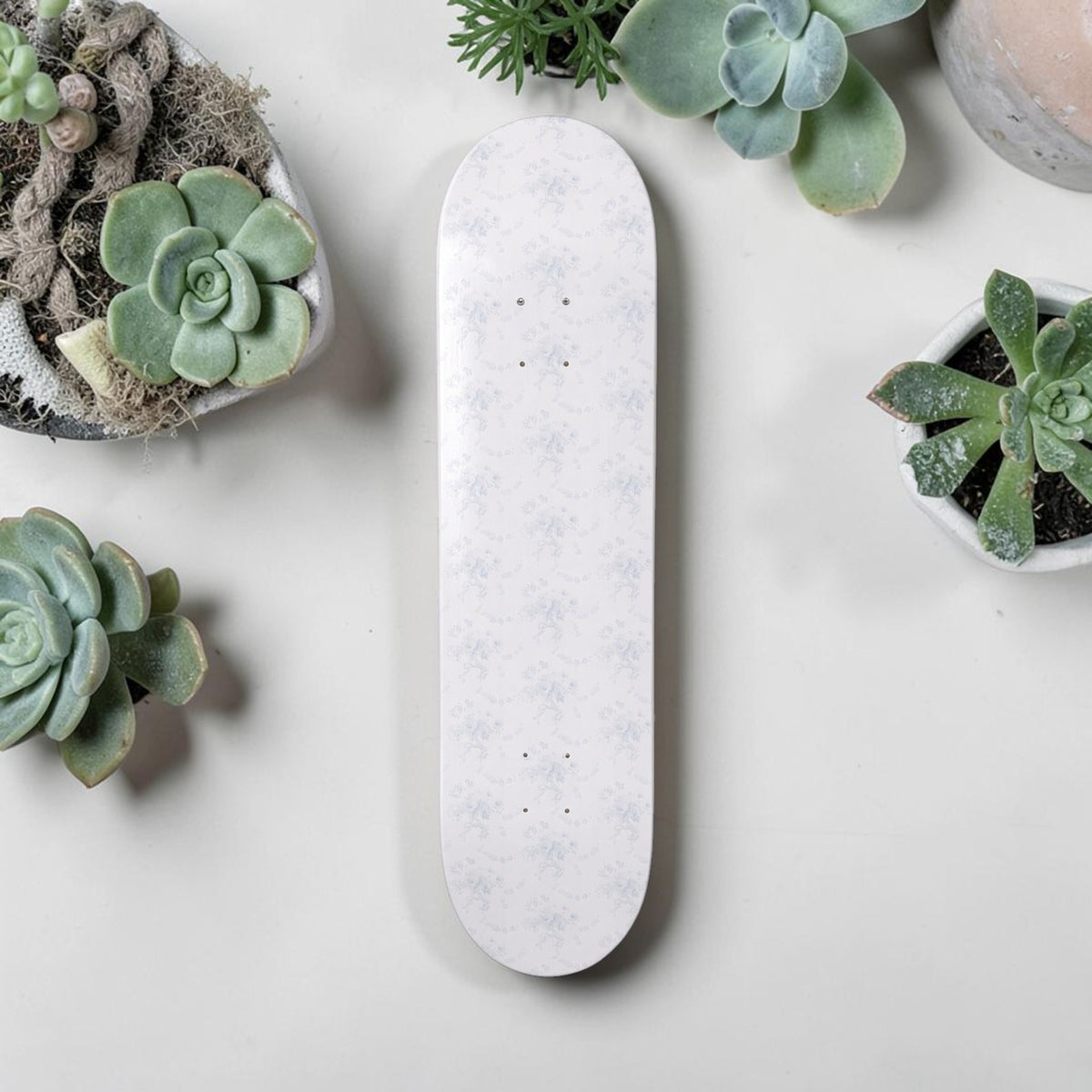 Snowflake Kisses- Soft Blue Floral Lace Skateboard Wall Art #18