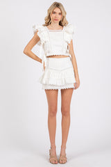 Flirty White Ruffle Two-Piece Set – Beach Day, Brunch & White Party Outfit