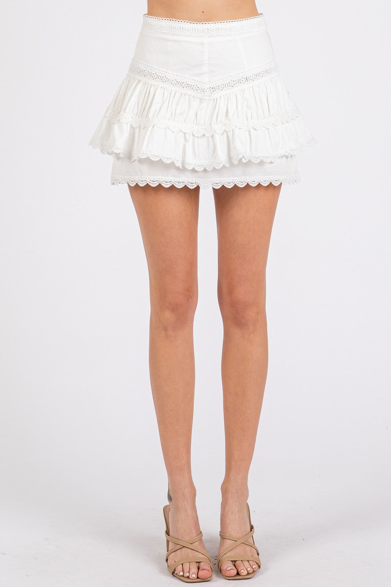 Flirty White Ruffle Two-Piece Set – Beach Day, Brunch & White Party Outfit