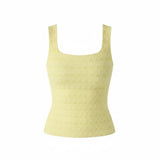 Lace Textured Square Top- Pale Yellow