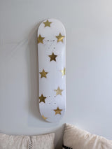 Golden Mini Stars- Blush &amp; Gold Leaf Star Skateboard Wall Art – #DS-24