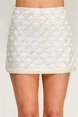 Scallop Sequins Beaded Mini Skirt