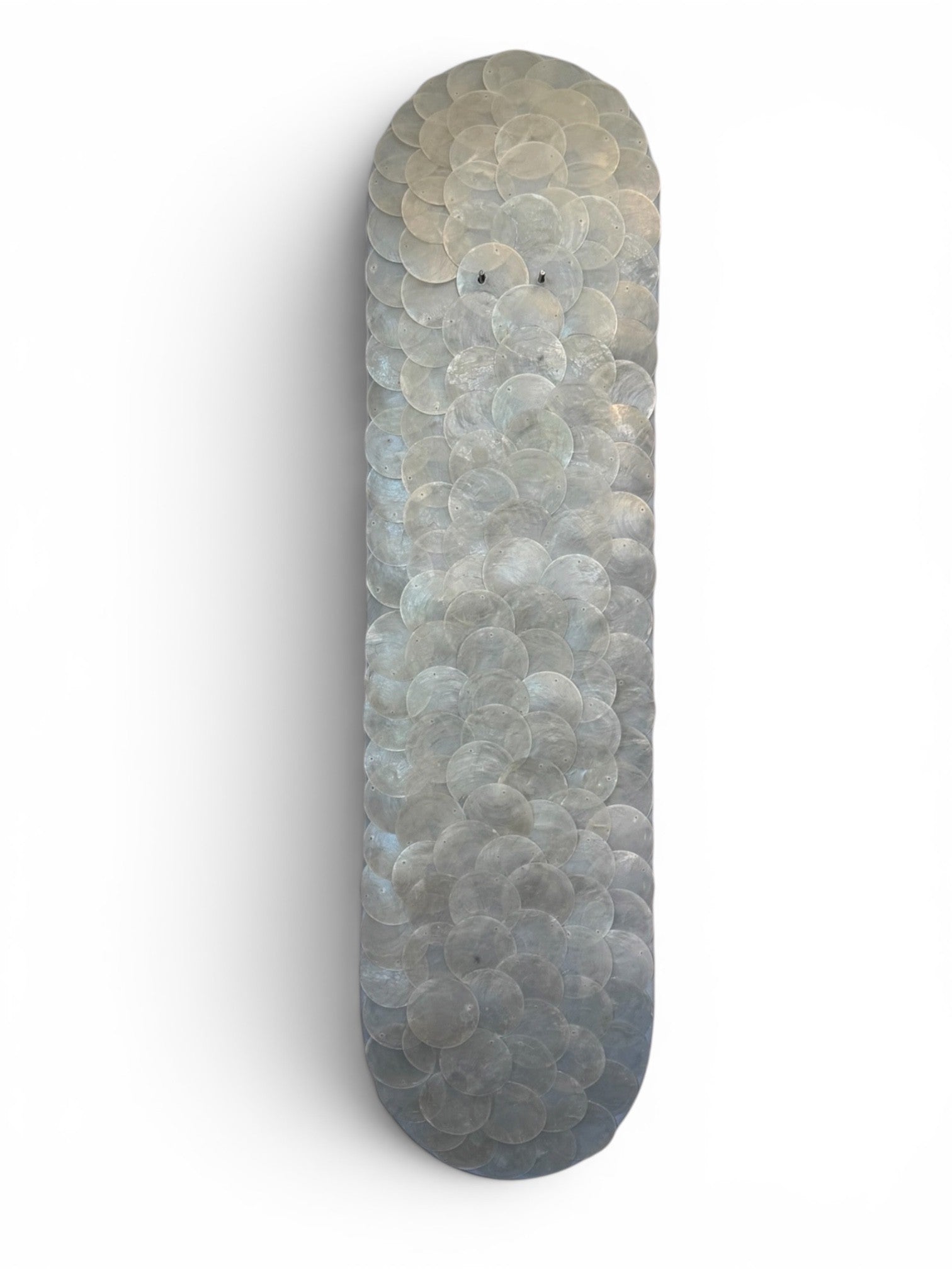 Blue Shell- Soft Blue Capiz Shell Skateboard Wall Art – #DS-27