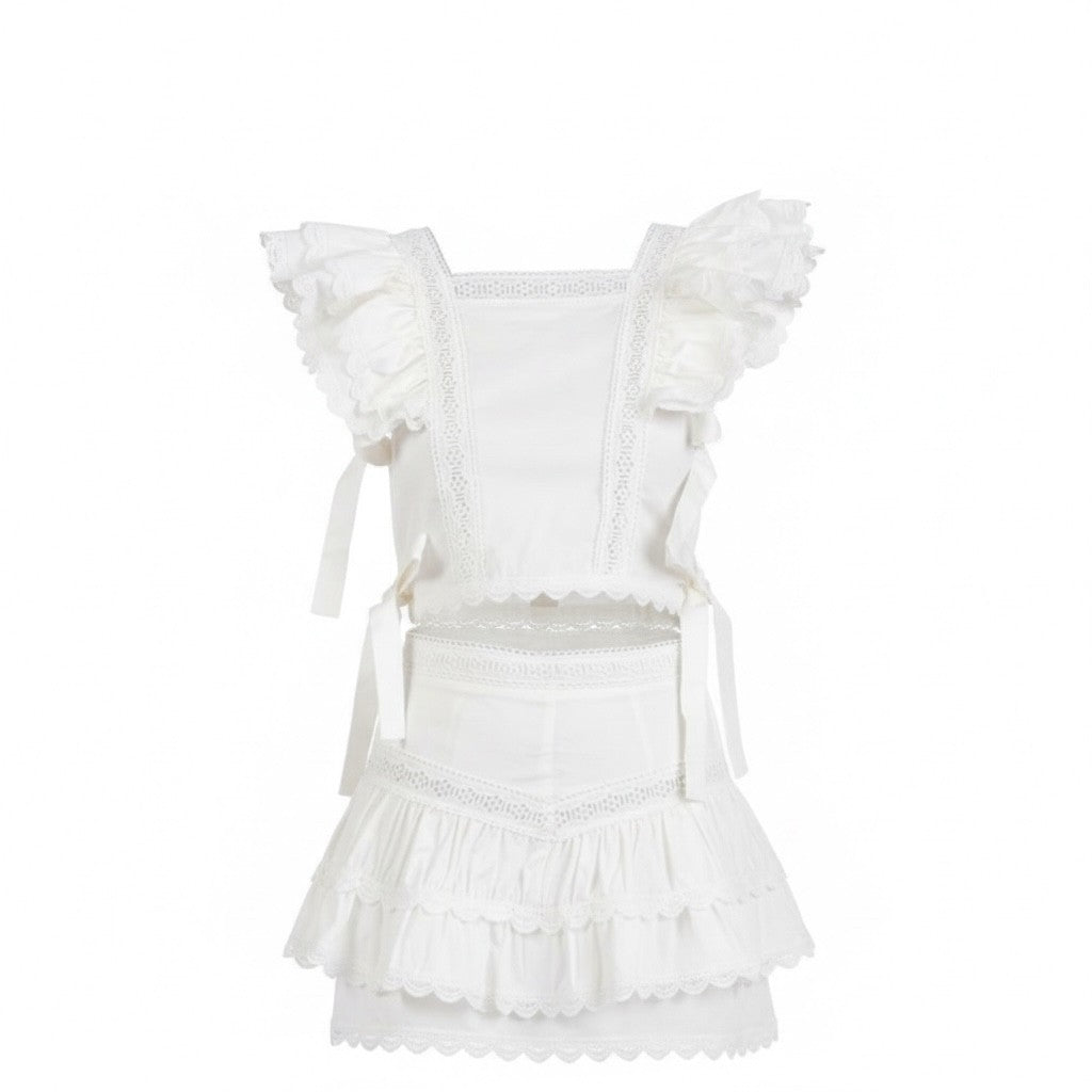 Flirty White Ruffle Two-Piece Set – Beach Day, Brunch & White Party Outfit