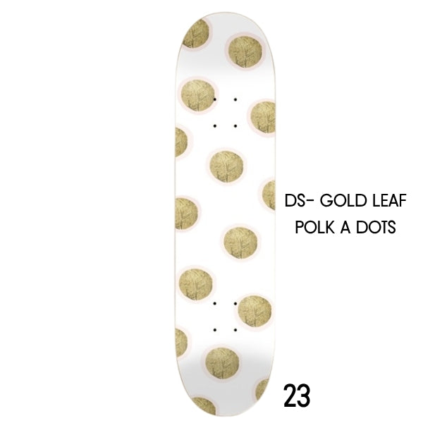 Golden Dots- Blush Pink & Gold Leaf Polka Dot Skateboard Wall Art – #DS-23