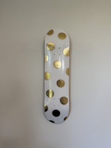 Golden Dots- Blush Pink & Gold Leaf Polka Dot Skateboard Wall Art – #DS-23