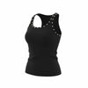 Black Ribbed Tank Top with Silver Studs – Studded Neckline Fitted Sleeveless Top