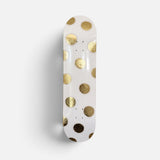 Golden Dots- Blush Pink & Gold Leaf Polka Dot Skateboard Wall Art – #DS-23