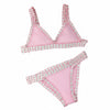 Pink Crochet Trim Bikini Set – Tropical Vacation Triangle Bikini in Pastel Pink