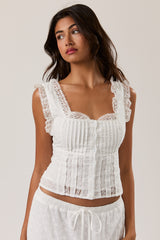 Sleeveless Square Neck Ruffle Top