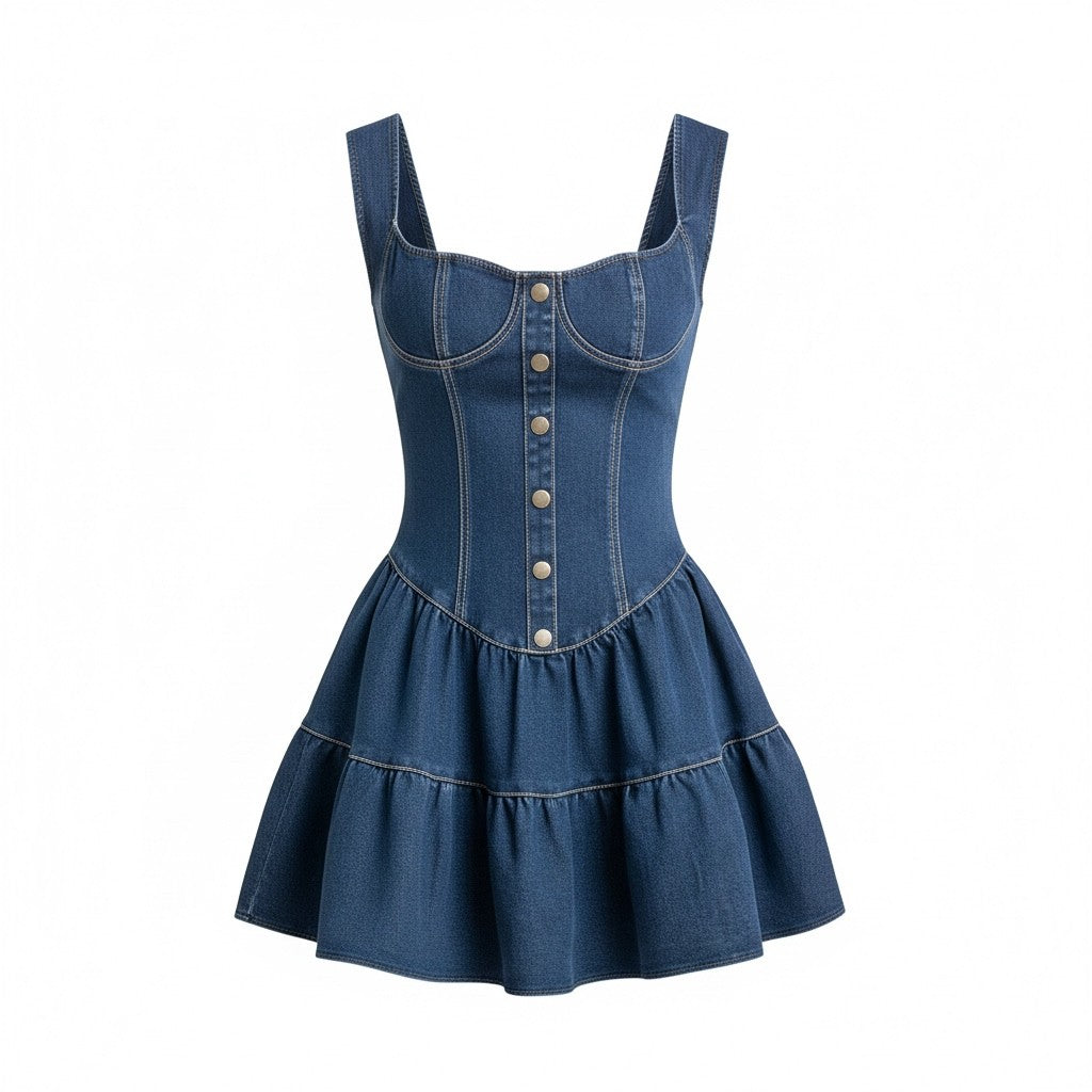 Flirty Denim Corset Mini Dress | Sunday Brunch & Country Concert Outfit