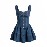 Flirty Denim Corset Mini Dress | Sunday Brunch & Country Concert Outfit