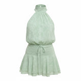 Dreamy Mint Green Floral Halter Mini Dress