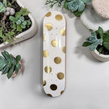 Golden Dots- Blush Pink & Gold Leaf Polka Dot Skateboard Wall Art – #DS-23